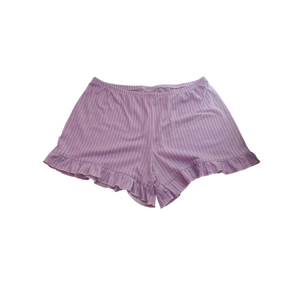 pastel striped ruffle sleep shorts